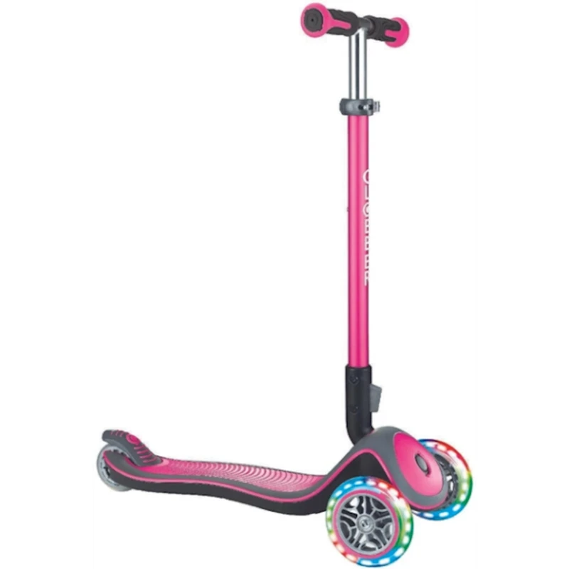 Самокат-кикборд Globber Elite Deluxe Lights, детский, от 3 лет, максимальный вес 50 кг, глубокий розовый