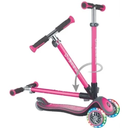 Самокат-кикборд Globber Elite Deluxe Lights, детский, от 3 лет, максимальный вес 50 кг, глубокий розовый