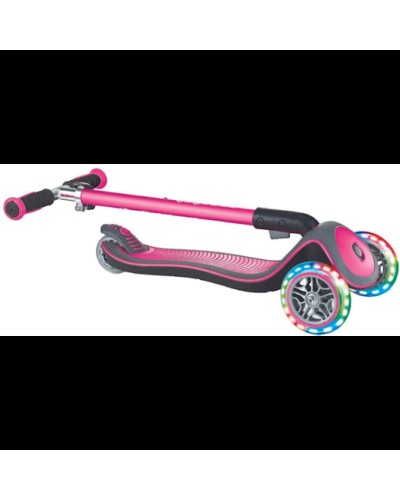 Samokat-kikbord Globber Elite Deluxe Lights, uşaqlar üçün, 3 yaşdan, maksimal çəki 50 kq, mavi çəhrayı