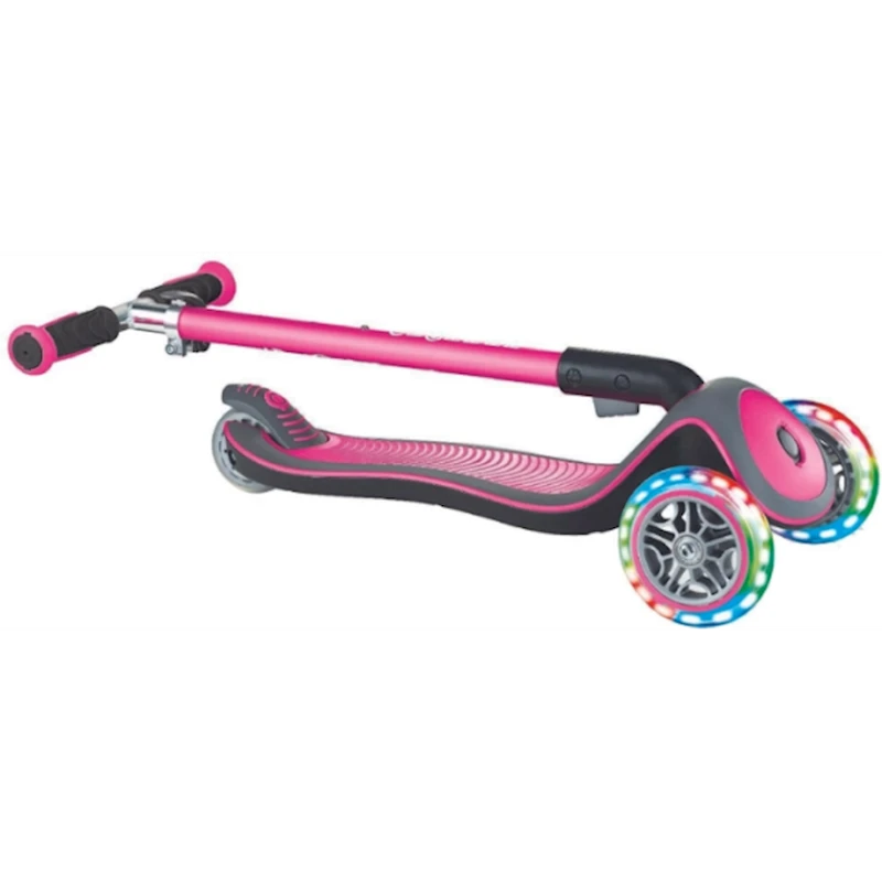 Самокат-кикборд Globber Elite Deluxe Lights, детский, от 3 лет, максимальный вес 50 кг, глубокий розовый