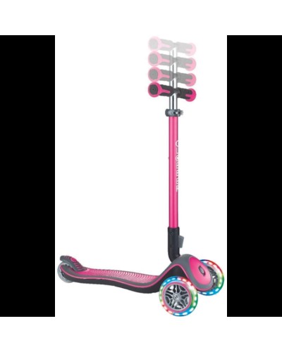 Samokat-kikbord Globber Elite Deluxe Lights, uşaqlar üçün, 3 yaşdan, maksimal çəki 50 kq, mavi çəhrayı