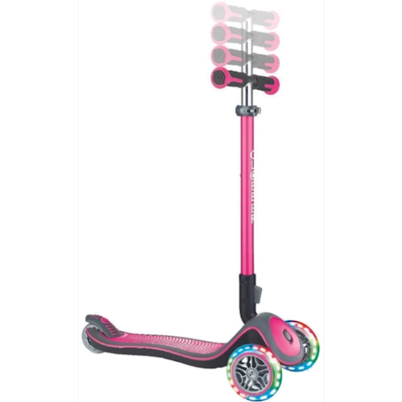 Самокат-кикборд Globber Elite Deluxe Lights, детский, от 3 лет, максимальный вес 50 кг, глубокий розовый