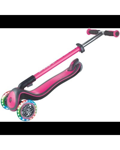 Samokat-kikbord Globber Elite Deluxe Lights, uşaqlar üçün, 3 yaşdan, maksimal çəki 50 kq, mavi çəhrayı