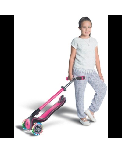 Samokat-kikbord Globber Elite Deluxe Lights, uşaqlar üçün, 3 yaşdan, maksimal çəki 50 kq, mavi çəhrayı