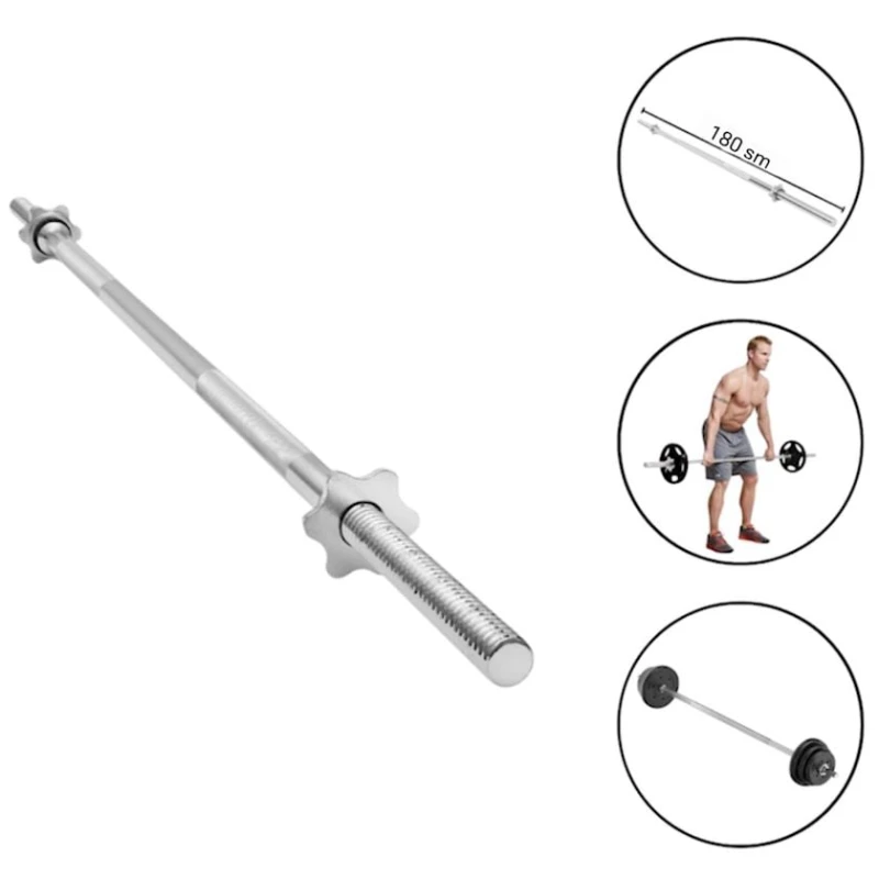 Гриф для штанги WS0077 F30 прямой, 180 см, серебристый