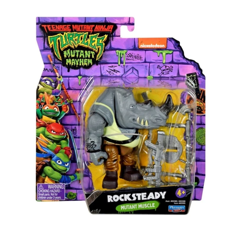 Fiqur Playmates Toys Teenage Mutant Ninja Turtles: Mutant Mayhem Rocksteady 83293WLE