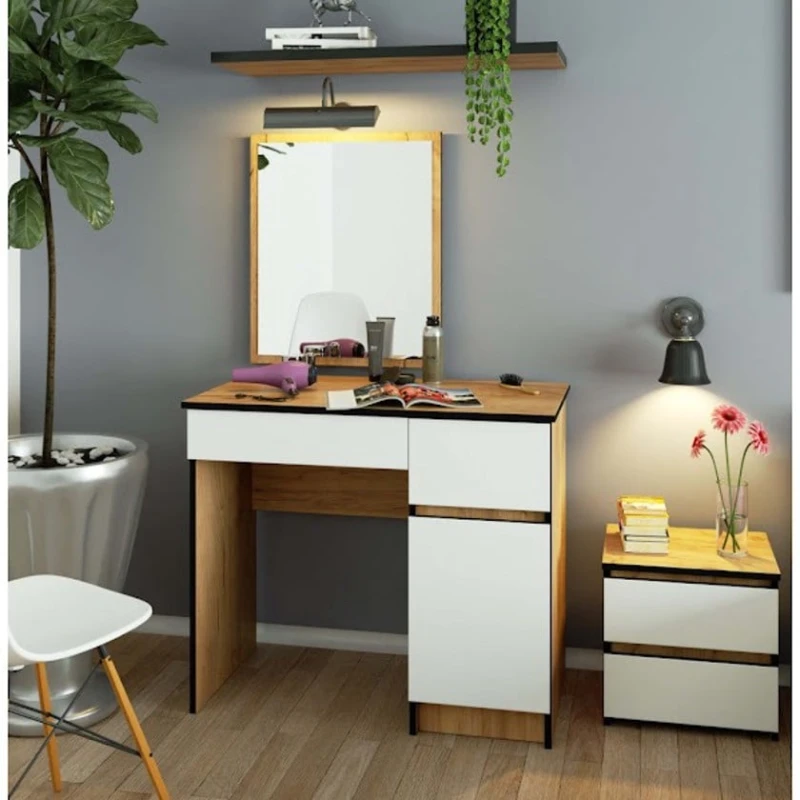 Туалетный столик Art Mebel 79, ламинат, вотан/белый, 120x90x50 см