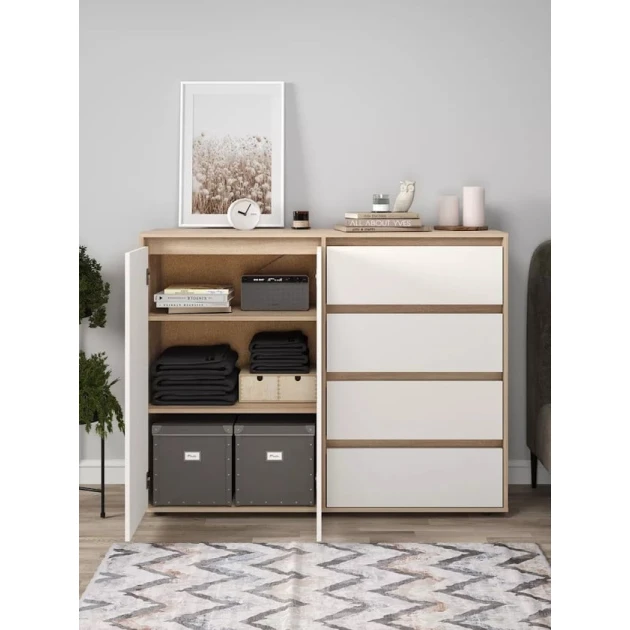 Комод Skand Big Wh-S, 108х39х140 см, ЛДСП, белый Комод Skand Big Wh-S, 108х39х140 см, ЛДСП, белый