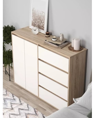 Komod Skand Big Wh-S, 108х39х140 sm, LDSP, ağ