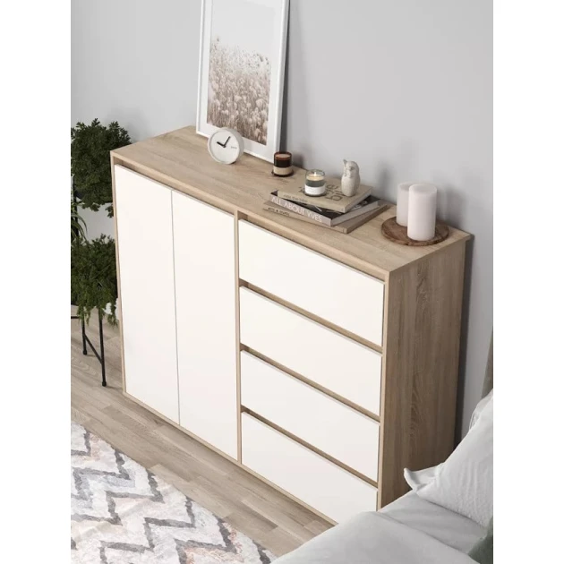 Комод Skand Big Wh-S, 108х39х140 см, ЛДСП, белый Комод Skand Big Wh-S, 108х39х140 см, ЛДСП, белый