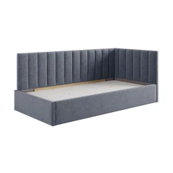 Односпальная кровать Art_tek_yataq 74, ламинат/текстиль, серая, 200x85x90 см