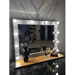 Косметическое зеркало 90x7x70 см, ЛДСП, серый/коричневый Косметическое зеркало 90x7x70 см, ЛДСП, серый/коричневый