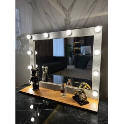 Косметическое зеркало 90x7x70 см, ЛДСП, серый/коричневый Косметическое зеркало 90x7x70 см, ЛДСП, серый/коричневый