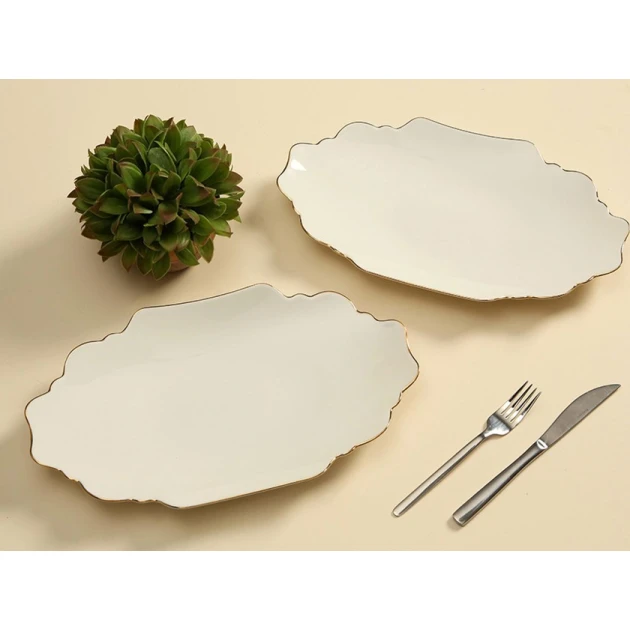 Boşqab Porland Tide Altın Yaldız, farfor, ağ, 24 sm