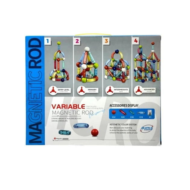 Maqnit konstruktor Jiazhi Toys Variable Magnetic Rod, 108 əşya, 3+ yaş