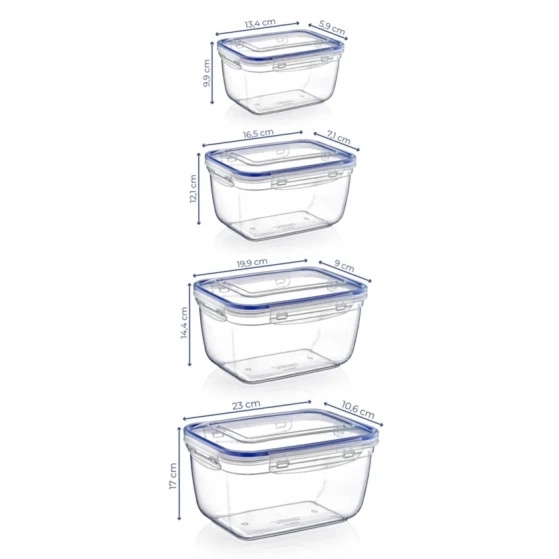 Набор контейнеров для хранеия Lock & Fresh, прозрачный/синий, 4 шт
