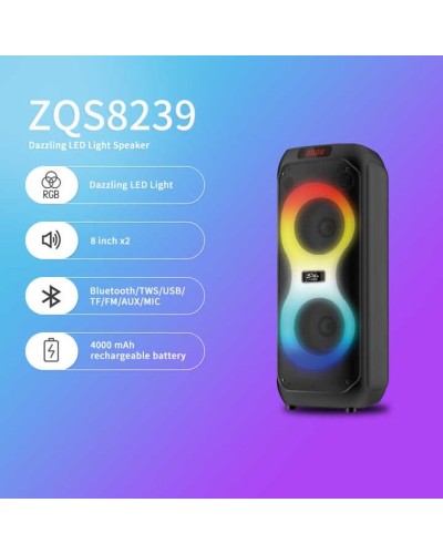 Portativ dinamik ZQS8239, 8 düymlü, 40W, Super Bass, mikrofonlu - ZQS8239