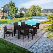 Bağ üçün mebel dəsti Florya Garden Brown, masa ölçüsü 90x150 sm, stul ölçüsü 45x58x56x84 sm, qəhvəyi - Florya Garden 030