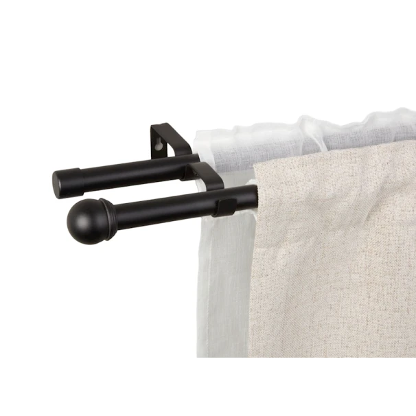 Двойной карниз JYSK Ball, 200-340 см, металл, черный Двойной карниз JYSK Ball, 200-340 см, металл, черный