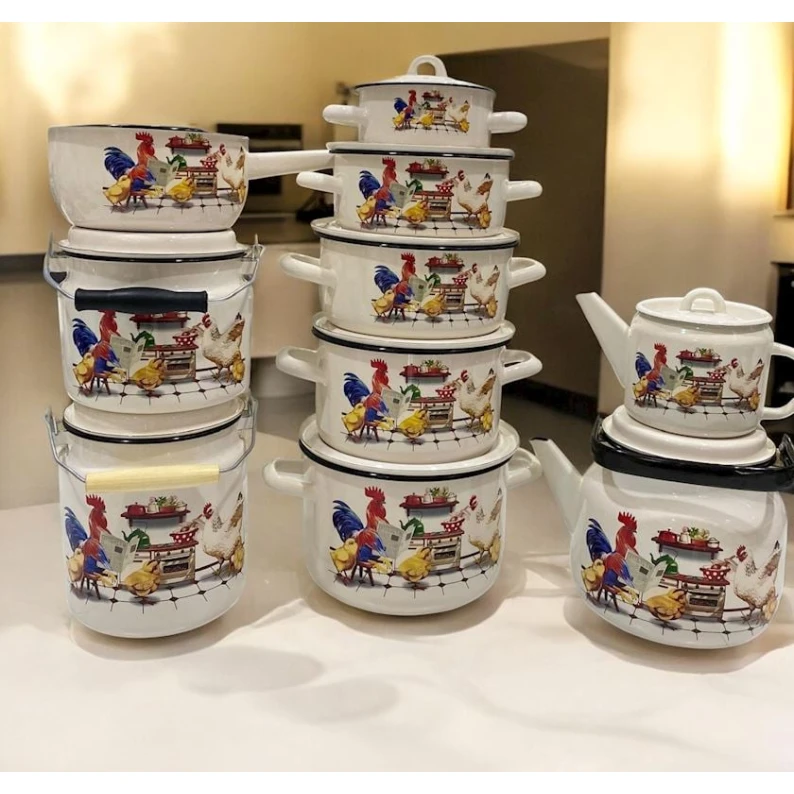 Набор посуды Tez-bazar-319, эмаль, разноцветный