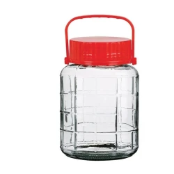 Банка для хранения Pasabahce Harvest, 12x12x23 см, 3000 мл, стекло/пластик, прозрачный/красный
