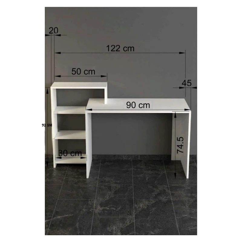 Письменный стол 12551118, ЛДСП, белый, 122x92x45 см Письменный стол 12551118, ЛДСП, белый, 122x92x45 см