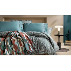 Комплект постельного белья Yataş Tris, пододеяльник 160x220 см, одеяло 160x220 см, простыня 100x200 см, наволочка 50x70 см, односпальный, полиэстер/хлопок, Mavi