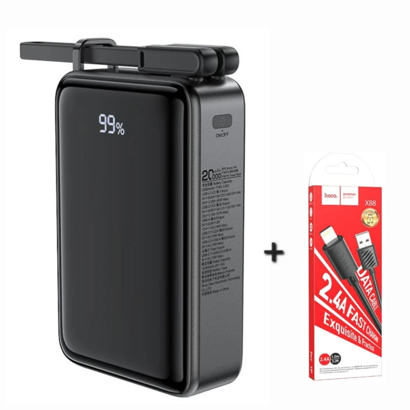 Внешний аккумулятор Acefast M4 PD67W 20000mAh Черный и подарочный кабель Hoco X88 Usb-Lightning Внешний аккумулятор Acefast M4 PD67W 20000mAh Черный и подарочный кабель Hoco X88 Usb-Lightning