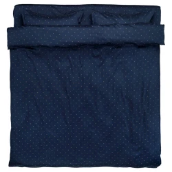 Комплект постельного белья JYSK Stella, узоры, пододеяльник 200x220 см, простыня 240x260 см, двуспальный, сатин/хлопок, синий