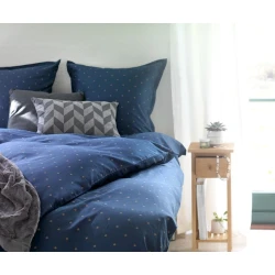 Комплект постельного белья JYSK Stella, узоры, пододеяльник 200x220 см, простыня 240x260 см, двуспальный, сатин/хлопок, синий