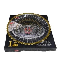 Блюдо для торта SHA-00003419 стекло, прозрачное/золотистое, 25 см