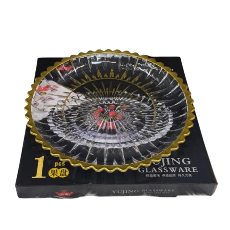 Tort üçün nimçə SHA-00003419 şüşə, şəffaf/qızılı, 25 sm