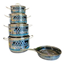 Qab-qacaq dəsti Life Smile LF-SM-021, gümüşü/mavi, 5 parça