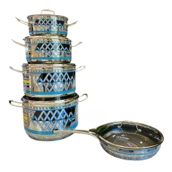 Набор посуды Life Smile LF-SM-021, серебристый/голубой, 5 предмета