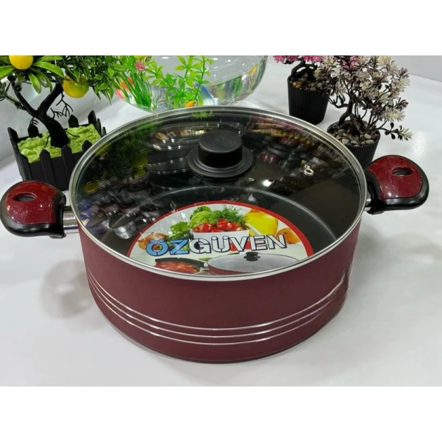Кастрюля Ozguven 006, нержавеющая сталь, красная, 26 см