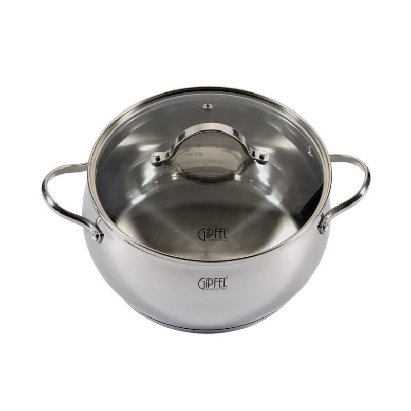 Кастрюля Gipfel Signo 1294, 24 см, 5.5 л, нержавеющая сталь, серебристый