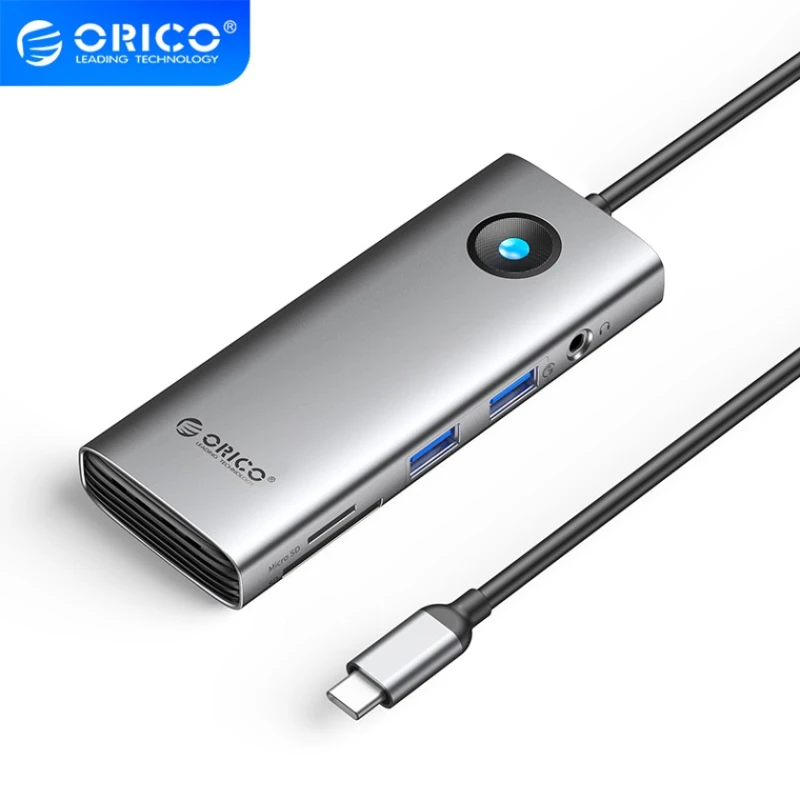Док-станция DS ORICO-PW11-8PM-GY-EP 8-in-1 GLan, 2xUSB 3.0, PD 100W, HDMI 4K/30Hz, 3.5mm AudioJack, SD/TF Док-станция DS ORICO-PW11-8PM-GY-EP 8-in-1 GLan, 2xUSB 3.0, PD 100W, HDMI 4K/30Hz, 3.5mm AudioJack, SD/TF