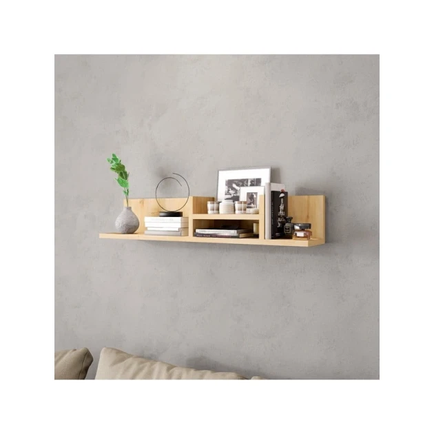 Настенная полка Art Mebel 95, ламинат, 16х90х15 см, бежевая Настенная полка Art Mebel 95, ламинат, 16х90х15 см, бежевая