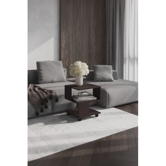 Журнальный стол Letta 3563_Letta25MashVen, темно-коричневый, 40x40x50 см Журнальный стол Letta 3563_Letta25MashVen, темно-коричневый, 40x40x50 см