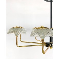 Asma çılçıraq LED 8681-8, 8 lampalı, qızılı/qara, kristal naxışlı şüşə - LED 8681-8