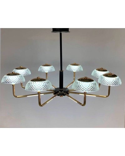 Asma çılçıraq LED 8681-8, 8 lampalı, qızılı/qara, kristal naxışlı şüşə - LED 8681-8