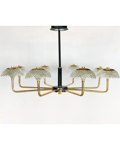 Asma çılçıraq LED 8681-8, 8 lampalı, qızılı/qara, kristal naxışlı şüşə - LED 8681-8