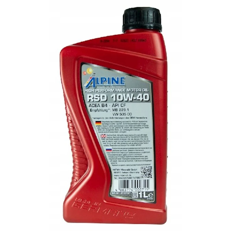 Моторное масло Alpine RSD 10W-40, 1 л Моторное масло Alpine RSD 10W-40, 1 л