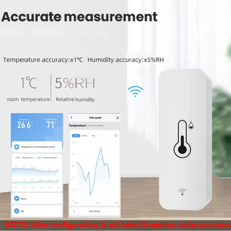 Датчик температуры и влажности Tuya WiFi Temperature and Humidity Sensor