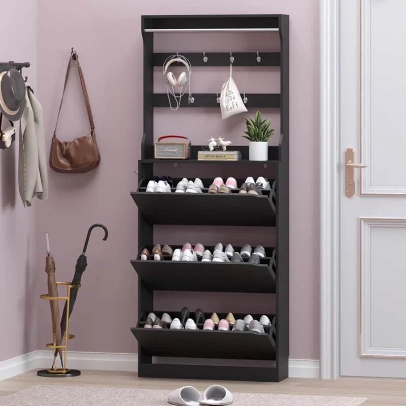 Тумба для обуви Art Mebel 51, ламинат, антрацит, 180х90х45 см