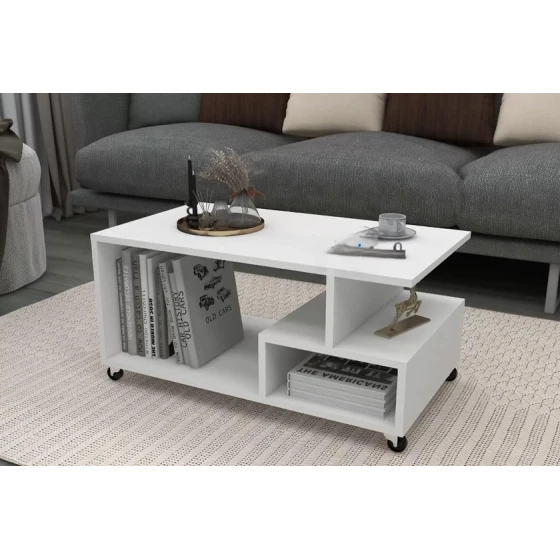 Журнальный стол TV Stend M7, ламинат, белый, 90x50x45 см