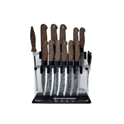 Bıçaq dəsti B20201-BR, paslanmayan polad/plastik, qara/qəhvəyi, 14 əşya