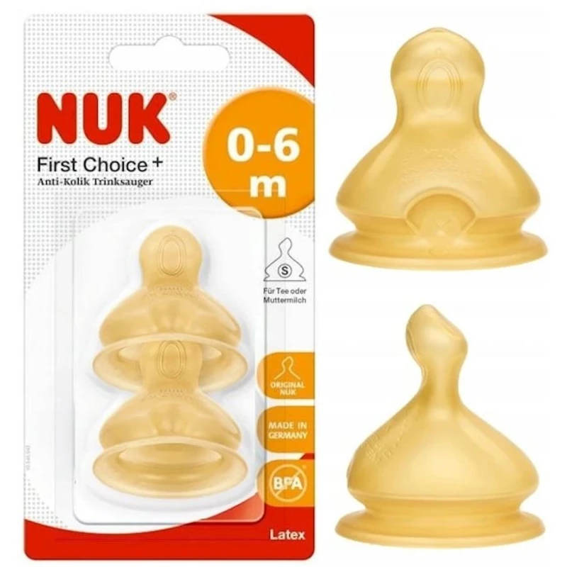 Насадка соски для бутылочек Nuk First Choice+, 0-6 мес, 2 шт, размер M