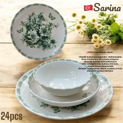 Набор столовой посуды Sarina SHA-00006595, фарфор, белый, 6 персон, 24 предмета