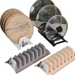 Подставка-органайзер для крышек HomeStore ZZ89, 30x13.5 см, пластик, серый Подставка-органайзер для крышек HomeStore ZZ89, 30x13.5 см, пластик, серый